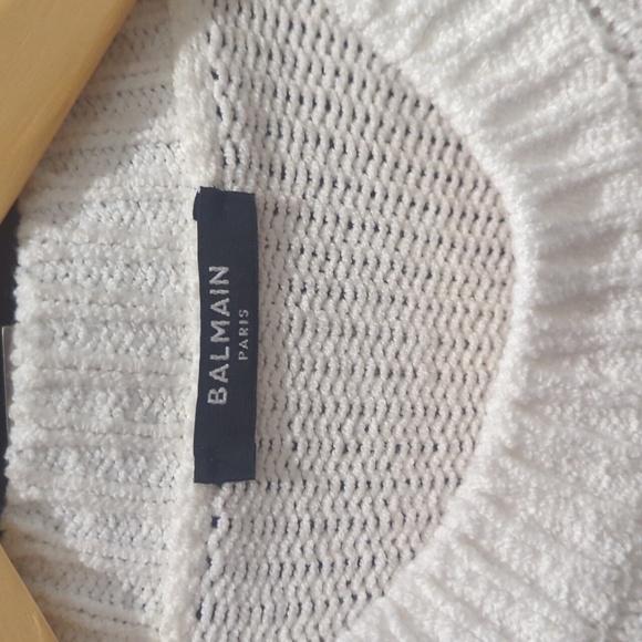 Balmain Men's White Cable Knit Sweater - Size M Like New - Picture 4 of 13
